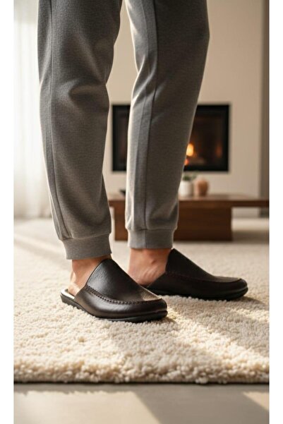 w white stars sports & wear Armalı Leather Slippers Pc-289 Dowry House Comfor...