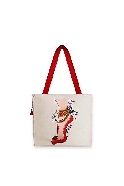 The Purani Jeans Artistic & Elegant Denim Tote Bag, "White" Multi-purpose Bag...