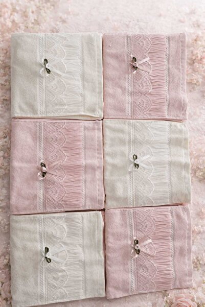 madam gold Altinteri̇m Tekstil Avm 6-Piece Piled 30X50 Kitchen Towel Pink-Whi...