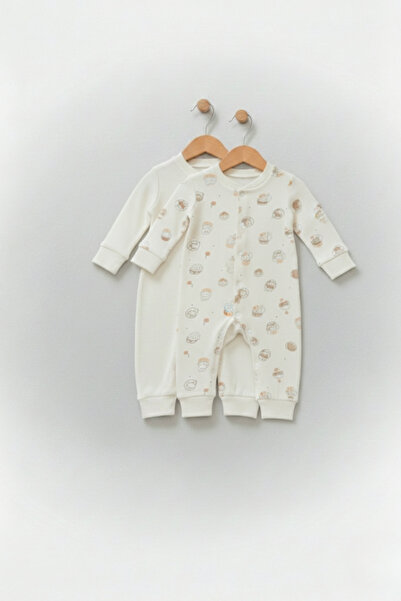 LOGO AKSESUAR Baby Girl Cupcake Printed 2-Piece 100% Cotton Romper Set