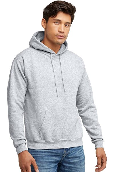 Generic Men’s Grey Fleece Hoodie with Front Pockets – Casual Street Style Swe...