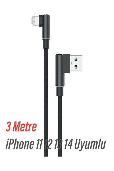 EXENAR 3 Metre Şarj Kablosu iPhone 11 12 13 14 Pro - Pro Max Uyumlu Ligtning ...