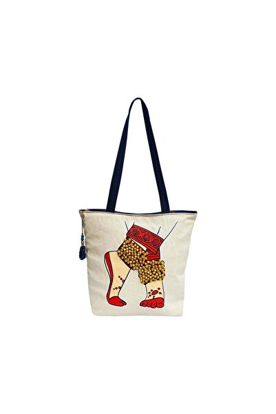 The Purani Jeans Canvas Tote Bag for Women, Ethnic Ghungroo Design Shoulder H...
