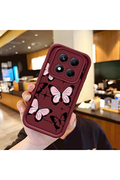Hontinga Shockproof Simple Claret Red Silicone Phone Case Butterfly Compatibl...