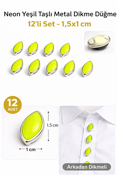 Josellini Mekik Model Studded Button Set of 12 – 1.5X1 cm – Decorative Metal ...