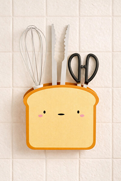 DİVAYS Sevimli Dilim Ekmek Figürlü Manyetik Mutfak Düzenleyici ve Buzdolabı A...