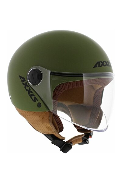 AXXIS SQUARE S A8 MATT HAKI YARIM MOTOSİKLET KASKI ECE 22.06 ve DOT