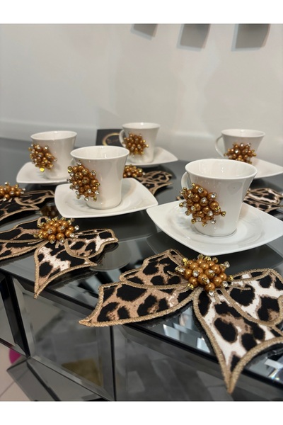 Glassware Luxury Design Leopard Stone 6-Piece Presentation Napkin and Stone P...