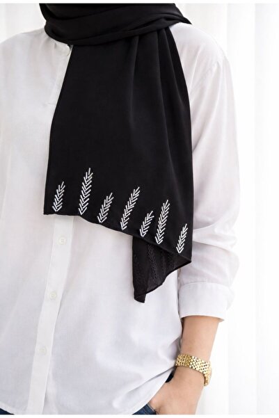 Veil Designer Black and silver veil with luxurious embroidery on the edge, ha...