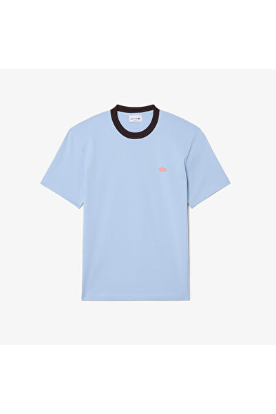 Lacoste تيشيرت قطني كلاسيكي بقصة كلاسيكية وألوان متداخلة - TH2323-00-HBA