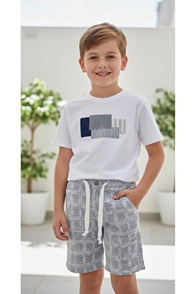 Nanica Kids Limi̇ Boy's Soft, Flexible T-Shirt and Textured Shorts Set with F...