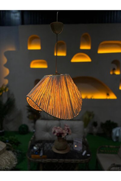 Ekodoğa Hasır Avize Rafya Bohem Avize Kış Bahçesi Mekan Tasarım Büyük Dalgalı...