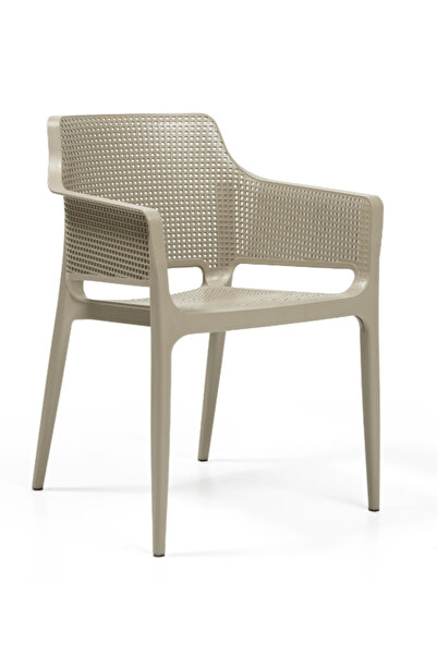 Novussi Like outdoor chair with polypropylene armrests cappuccino stackable