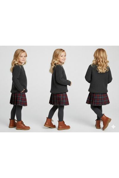 CLOUDY WEAR&DESİGN Girl's Crew Neck Thessaloniki Knit Sweater (Ages 2-13)