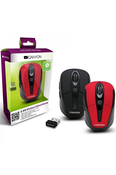 CANYON Office, wireless 2.4 GHz, optic 1600 DPI, 3 butoane + scroll, roșu