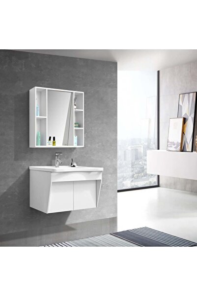 Milano Luxe Bridge Vanity, Durable Beige Plywood Bathroom Vanity with Wash Ba...