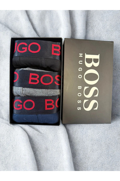 Hugo Boss , Σετ μποξεράκια με λογότυπο στη μέση - 3 ζευγάρια, Πολύχρωμο