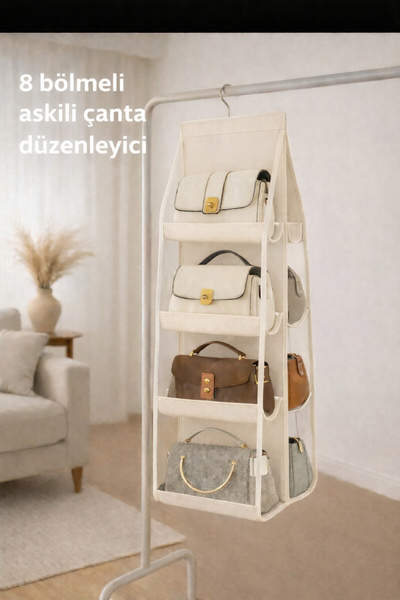 Lumtex Home Textile 8 Cepli Dolap Içi Çanta Ve Ayakkabı Düzenleyici Krem 110X37