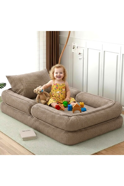 foamly Trend Vizon Fitilli Kadife Modüler Çocuk Oyun Minderi Ve Yatağı Tamame...