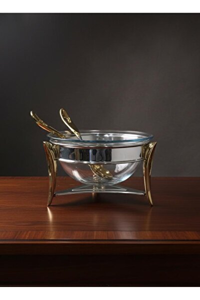 Elips Hediyelik PASLANMAZ ÇELİK SALATA KASESİ 27 cm-2 ADET SALATA KAŞIĞI