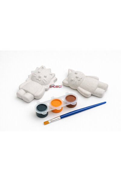 ehobici Taş Boyama Seti Aslan ve Kedi 3 Renk Akrilik Boya 5ml + Fırça