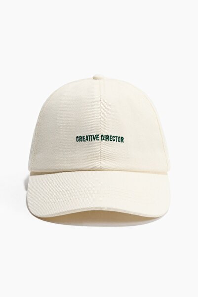 H&M Pamuklu ve Motif Detaylı Gabardin Şapka