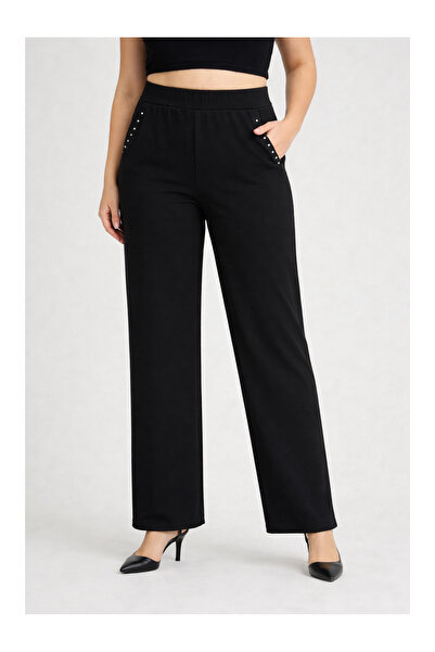 Dejabrew Jeans Stone Detailed Lycra Large Size Pipe Leg Trousers G129-1