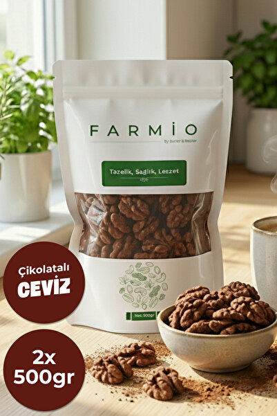 FARMİO Çikolata Kaplı Ceviz 1kg - Sütlü Çikolatalı Ceviz - 2x500gr