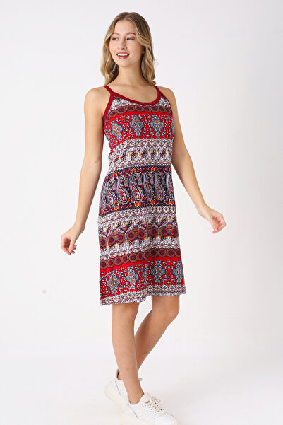 İntensive Patterned 100% Cotton Women's Strap Dress