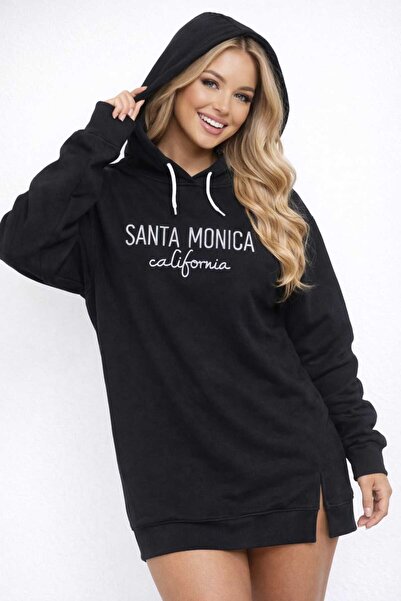 NİDİBAY سويت شيرت نسائي كبير الحجم SANTA MONICA CALIFORNIA - هودي بدون زخارف ...