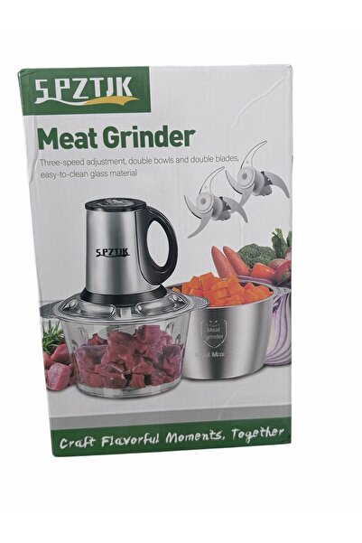 spz Electric Meat Grinder and Chopper SPZTJK, 3 Speeds, 2 Bowls (Glass & Stai...