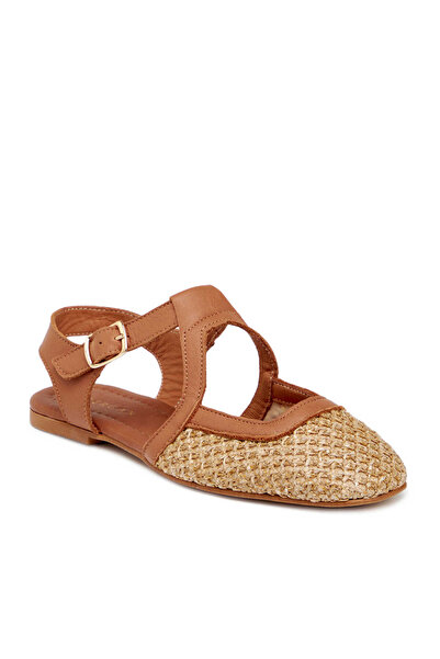 Tergan Taba Deri - Tekstil Kadın Sandalet - K25Y1SN68073-A29