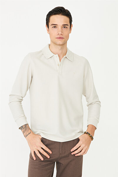 White Stone Beige Polo Neck Sweatshirt