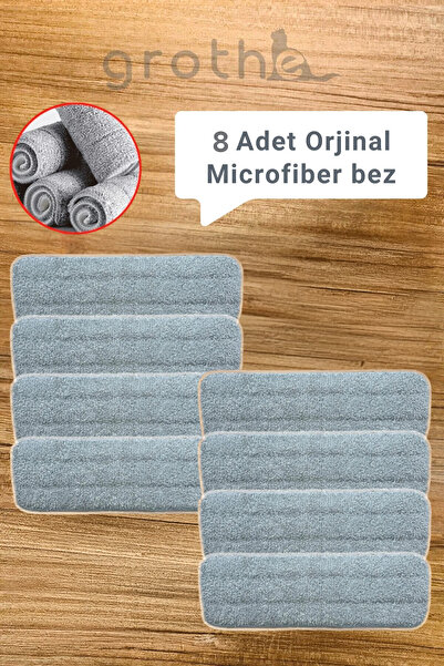Grothe Microfiber Sprey Mop Orijinal Yedek Bez - 8 Adet - Su Hazneli Püskürtm...