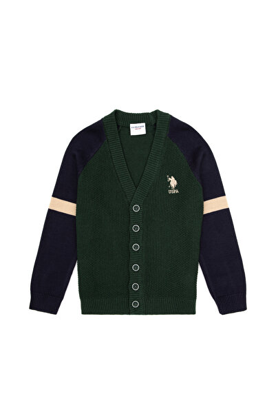 U.S. Polo Assn. كارديجان تريكو أخضر للأولاد 50317146-VR054