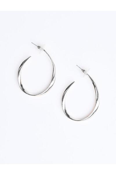 Jimmy Key Silver Color Thin Half Hoop Earrings