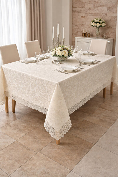 ÖZteks 160-220 CM DERTSİZ KENARLARI DANTELLİ LEKE TUTMAZ MASA ÖRTÜSÜ
