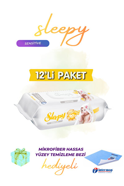 Sleepy Sensitive Islak Havlu 12x90 Lı 12 Paket 1080 Yaprak ve Hassas Yüzey Te...