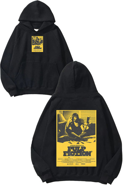 urbvn سويت شيرت أسود كبير الحجم مطبوع بتصميم خيالي