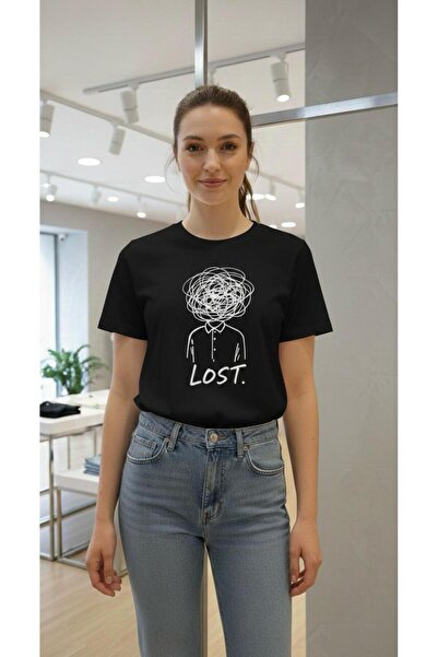 playwear PLAY WEAR Tricou unisex cu imprimeu MINIMAL LOST, cu decolteu rotund
