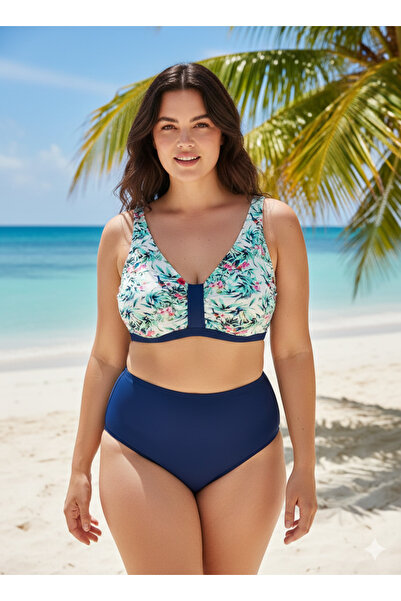 Argento Kalın askılı büyük beden toparlayıcı tek bikini üstü