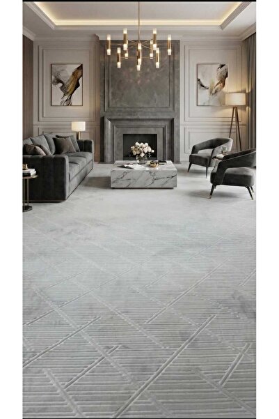 Nesrin JEL TABAN KAYMAZ MODERN KREM KENDİNDEN DESENLİ GÜZEL SALON KORİDOR KES...