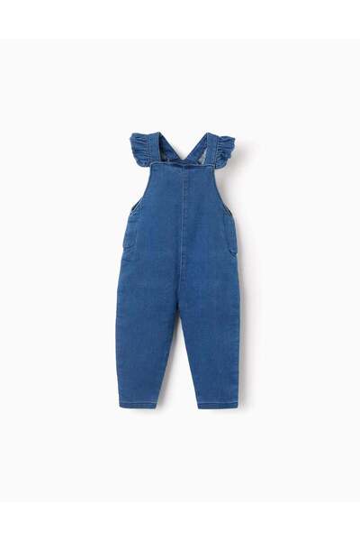 Ziddy أفرول جينز بكشكشة للفتيات الصغيرات، أزرق