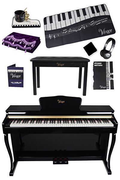 Furia Vivace Piano VX-D1967BK Parlak Siyah Dijital Piyano Full Setli