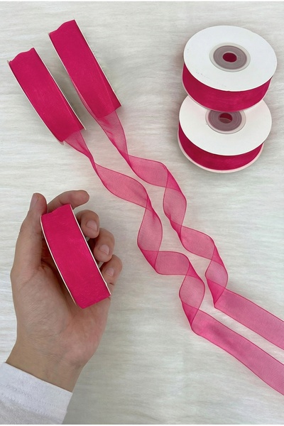 ZEYMERADE Panglică din tul organza fucsia 2 cm 22 m, Mireasă, Pachet, Logodnă...