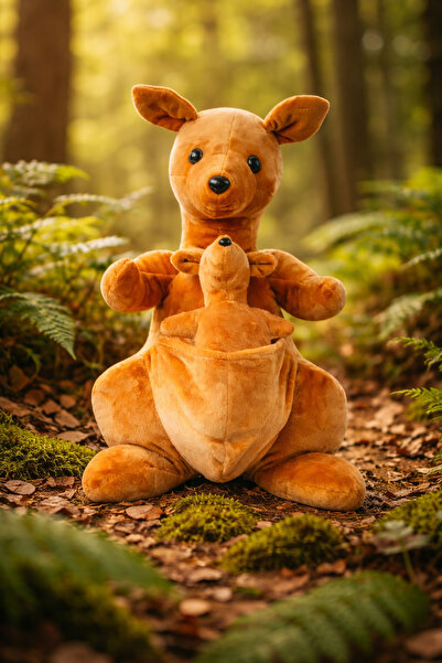 Cici Oyuncak Peluş Kanguru Oyuncağı – Yavrulu, Yumuşak Dokulu Kanguru 75 cm