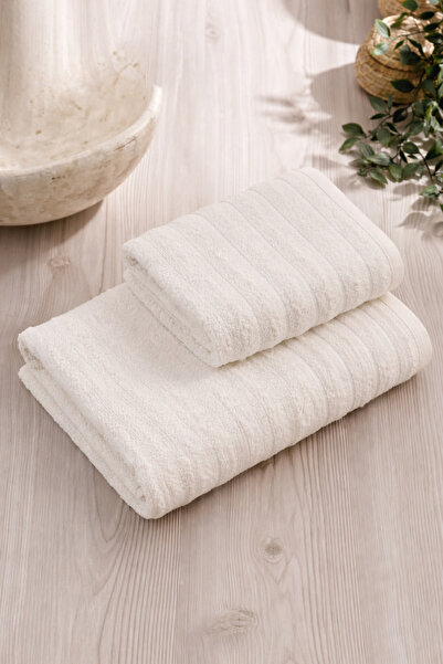 Cottonest Комплект от 2 кърпи Wave Cream | 100% памук | Мека текстура, висока...