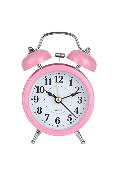 Hobimtek Yüksek Sesli Alarmlı Saat Nostaljik Analog Masa Saati Metal Gövde Ak...