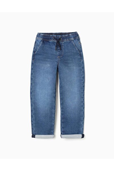 Ziddy بنطلون رياضي ضيق من الدنيم للأولاد، أزرق