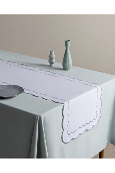 Madame Coco Orel Embroidered Runner - White/Blue